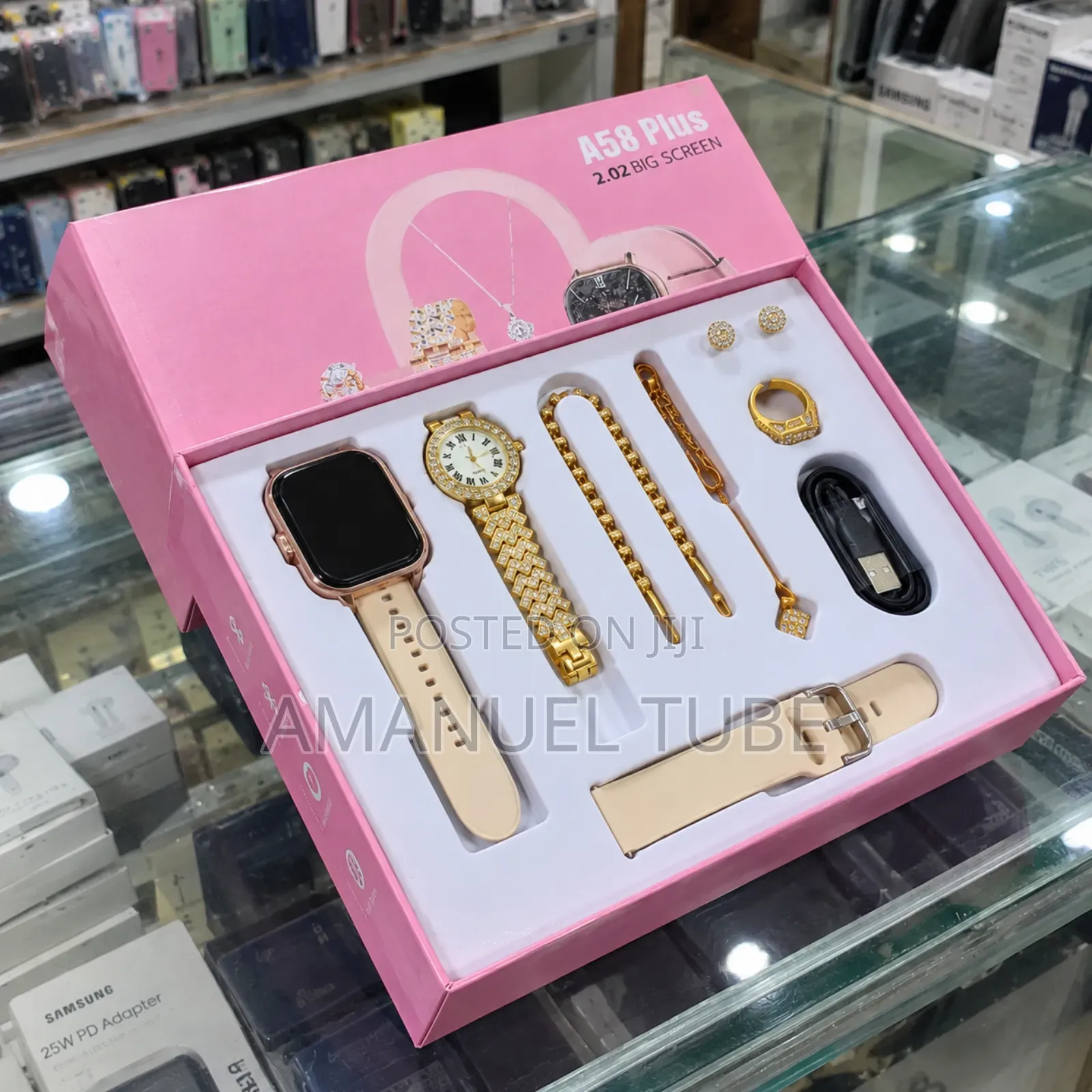 A58 Plus 7-in-1 Ladies Smartwatch and Jewelry Gift Set