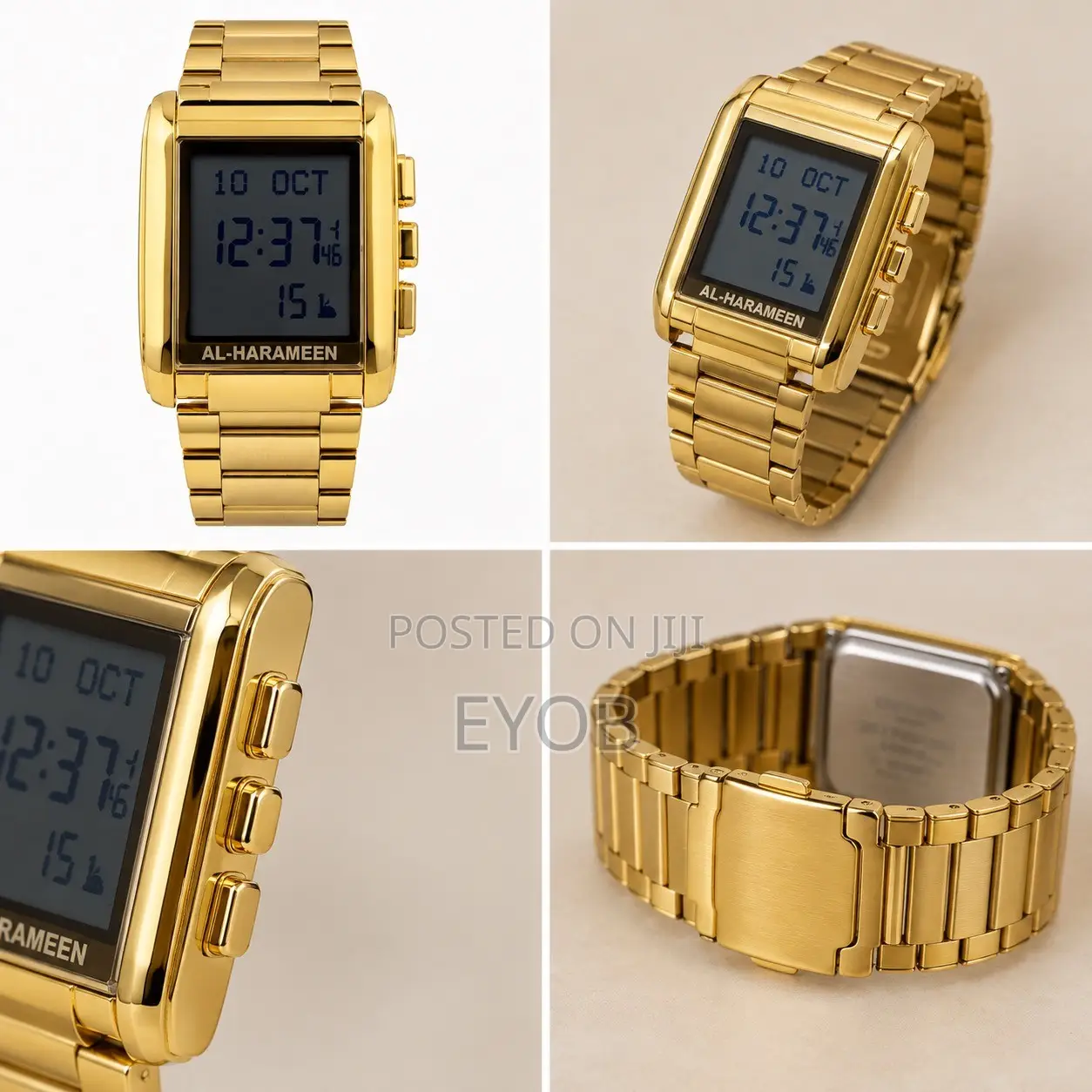 Al-Harameen Gold Digital Watch – Elegant Design