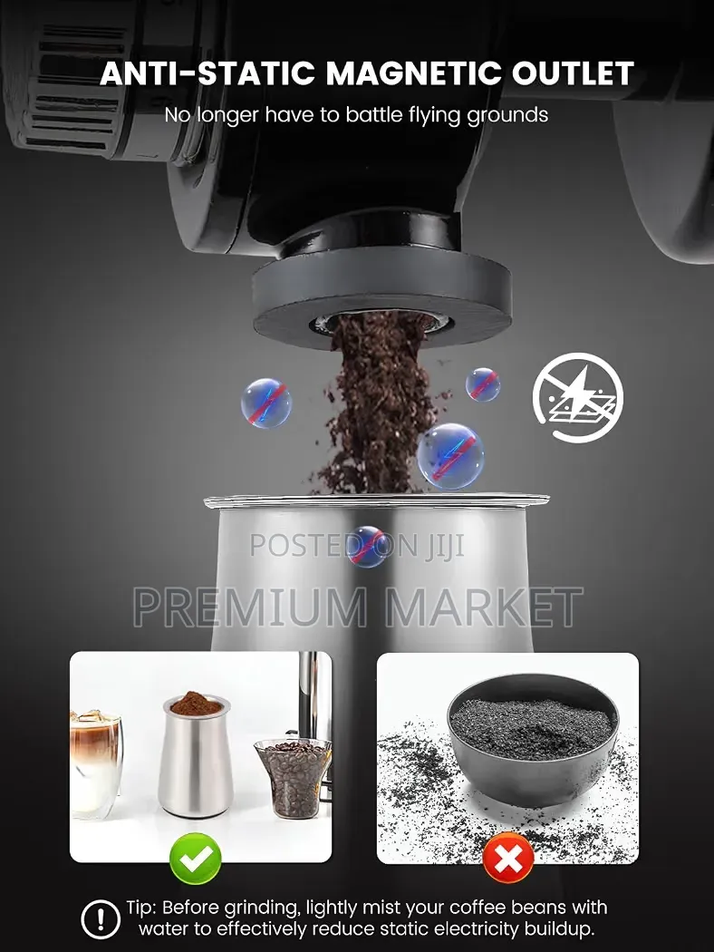 Coffe Grinder Powerfull Flat Burr ሁዋንዩ ለስራ እና ለቤት አገልግሎት የቡና መፍጫ