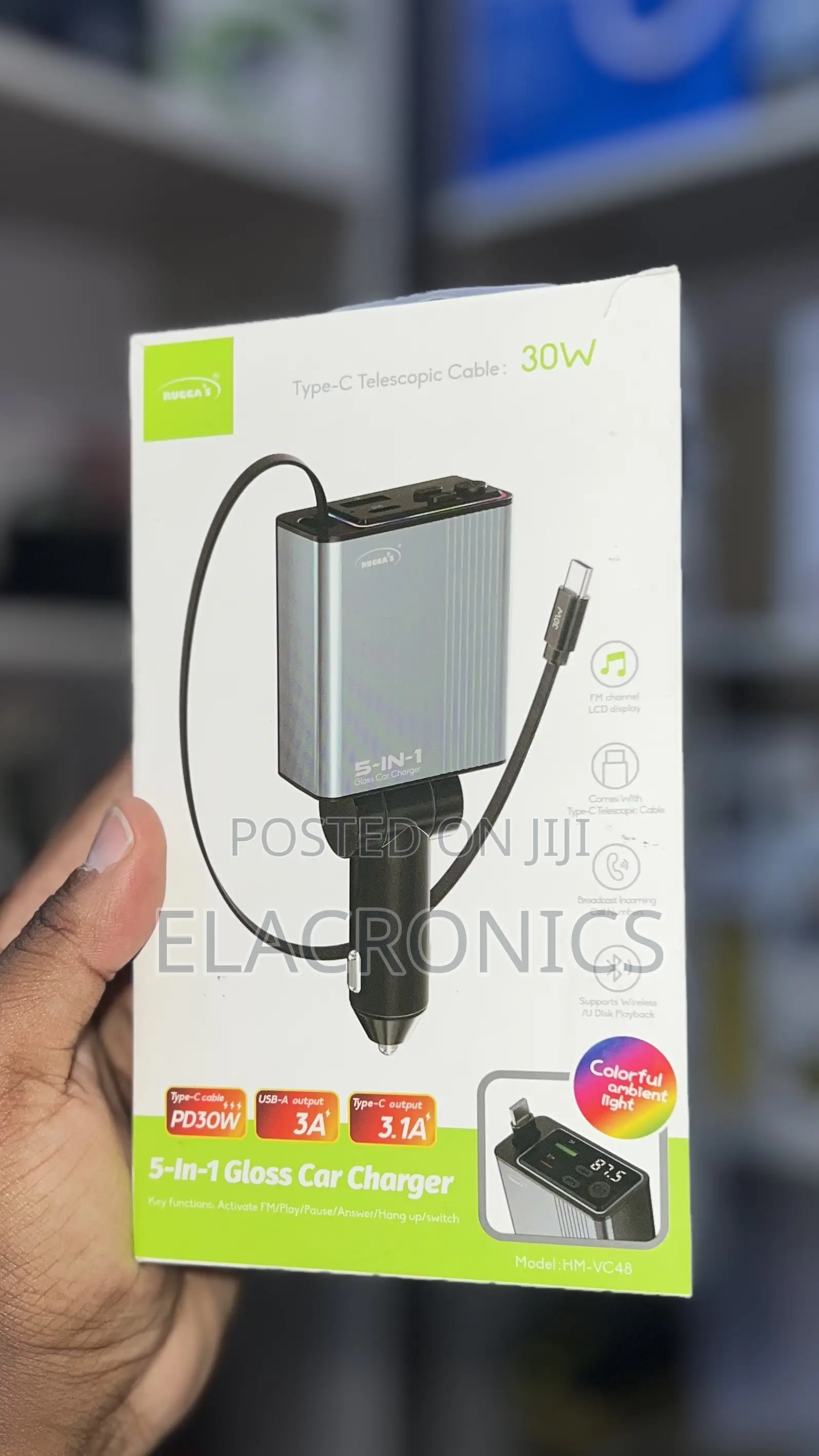 Ruggas Modulator 30W Fast Car Charger With FM Transmitter