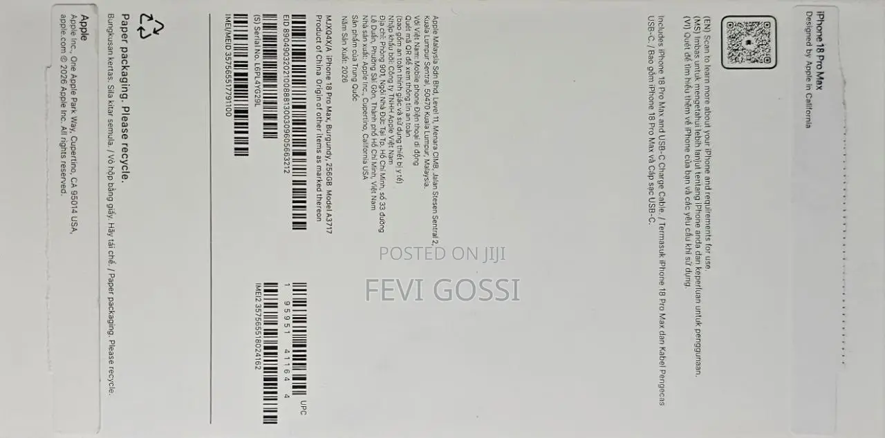 New Apple iPhone 18 Pro Max 256 GB