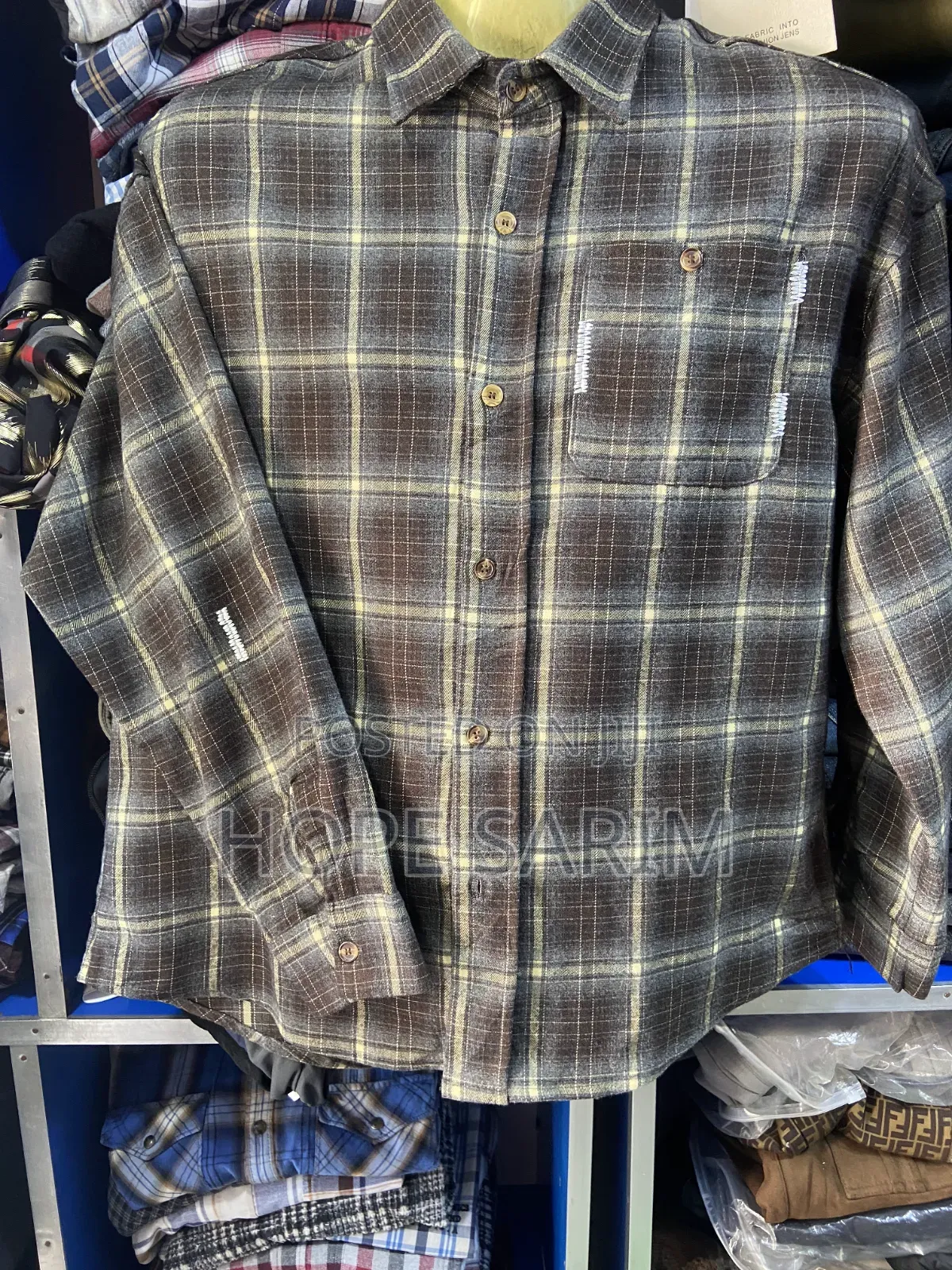 Vintage Distressed Plaid Flannel Shirt -