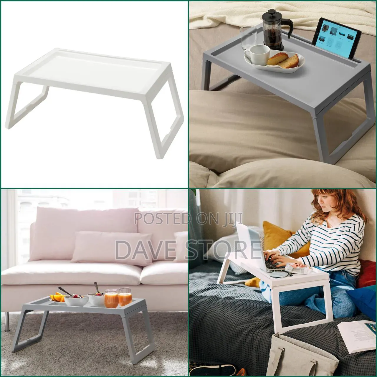 Bed Tray, White, Gray
