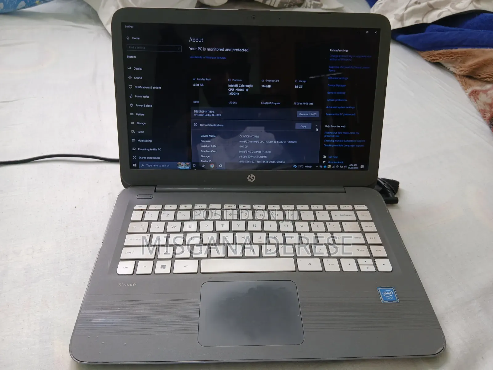 Laptop HP Stream Laptop 4GB Intel Celeron SSD 60GB