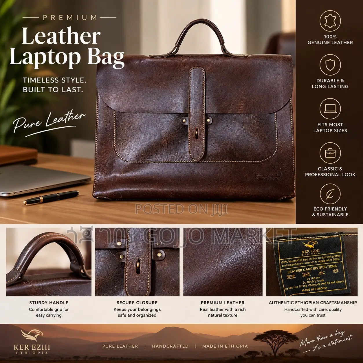 Premium Genuine Leather Laptop Bag