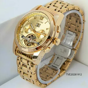 TEVISE Men Automatic Moon Phase Watch Calendar Skeleton
