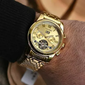 TEVISE Men Automatic Moon Phase Watch Calendar Skeleton