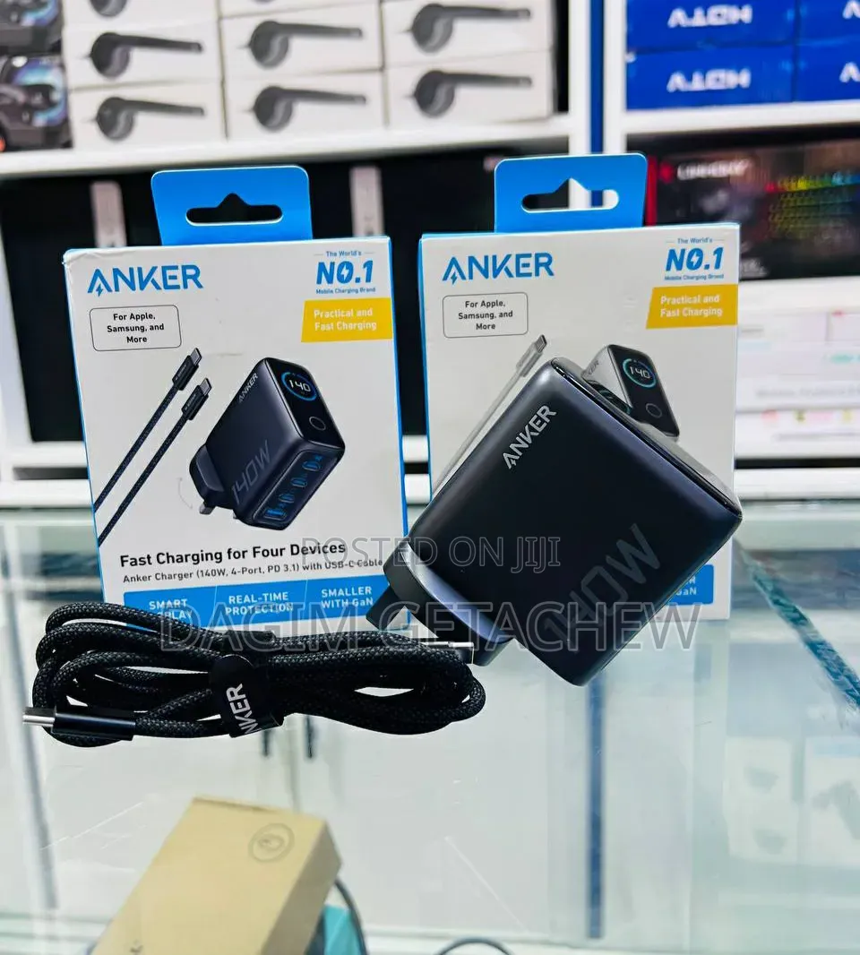 Anker 140W Fast Charger 4Port Power Adapter With Smart Display & Cable