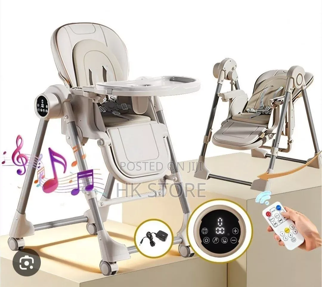 2-in-1 Electric Baby High Chair & Swing With Remote Control