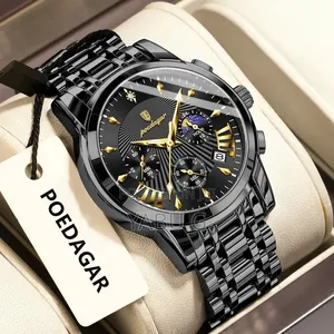 Poedagar Luxury Quartz Chronograph Watch With a Sunburst Dial