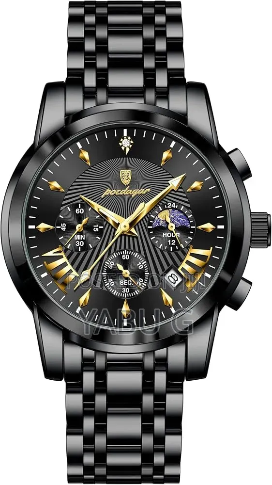 Poedagar Luxury Quartz Chronograph Watch With a Sunburst Dial