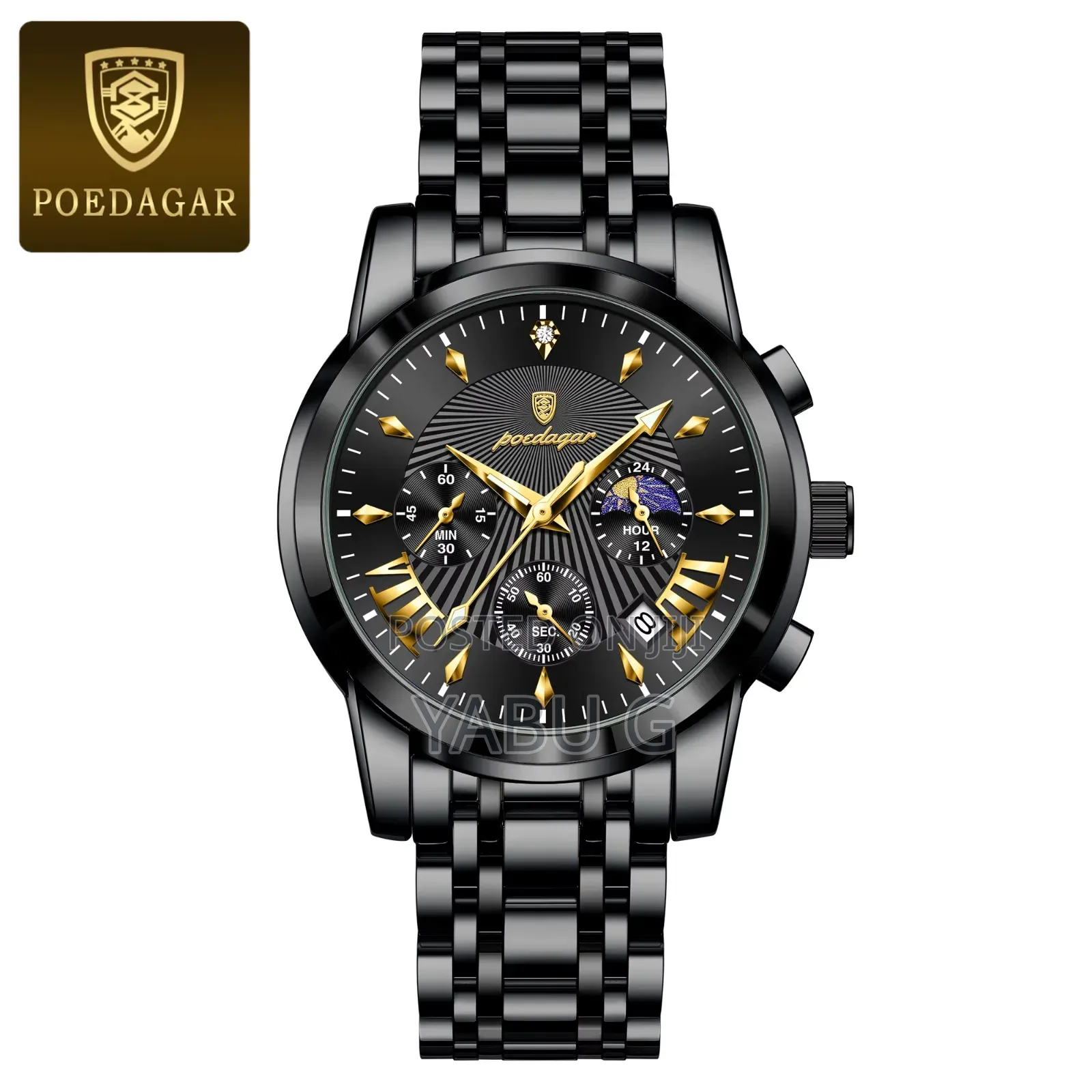 Full Black Poedagar Brand Quartz Men Watch