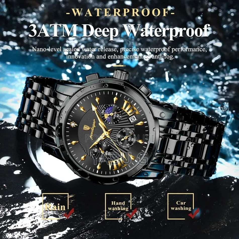 Full Black Poedagar Brand Quartz Men Watch
