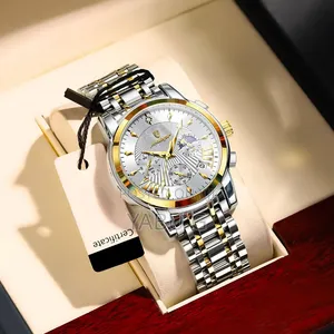 Poedagar Men's Quartz Wristwatch Featuring a Two-Tone Silver and Gold