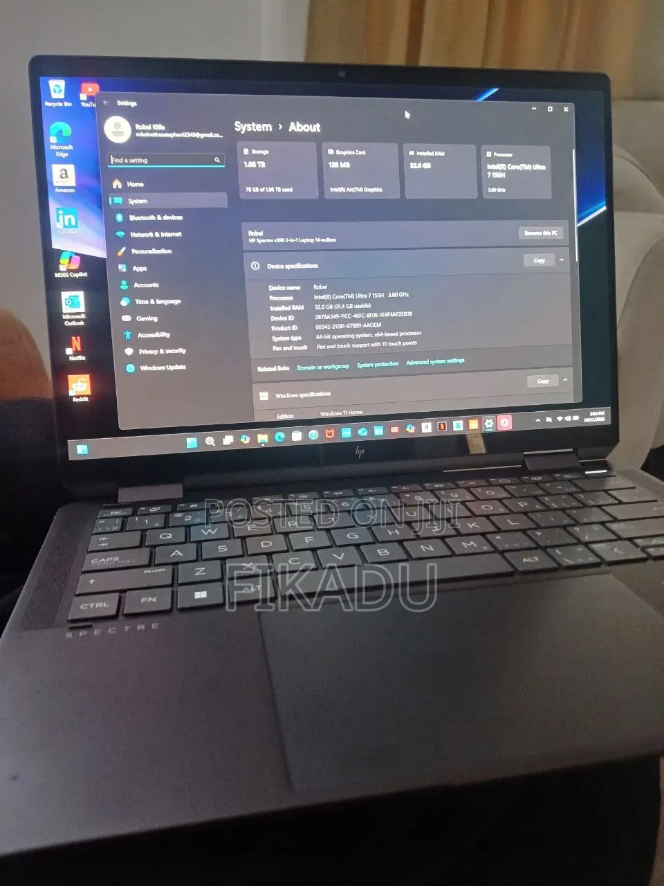 New Laptop HP Spectre X360 32GB Intel Core Ultra 7 SSD 2T