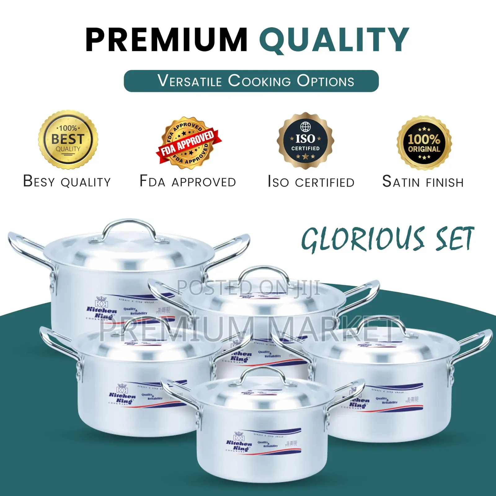 Kitchen King Casserole Multi Size Set ኦሪጅናል ኪችን ኪንግ ድስት(20cm-30cm)