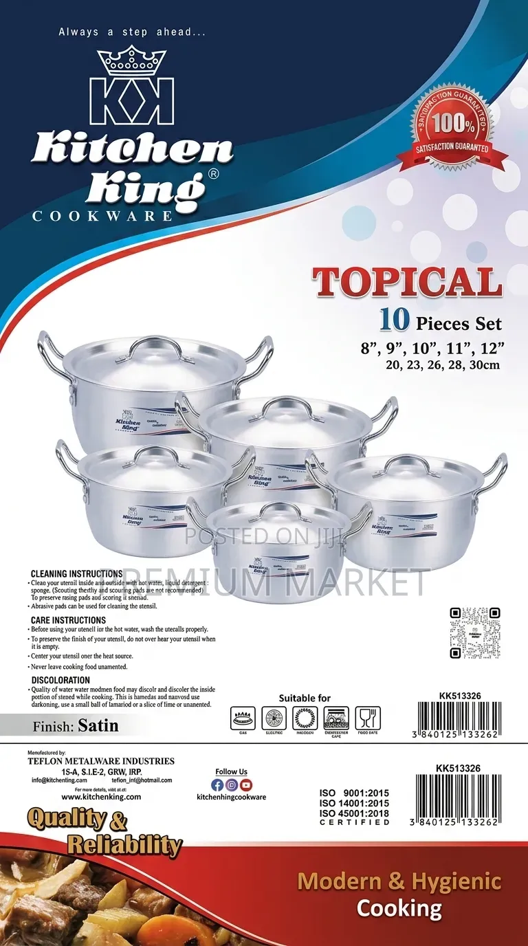 Kitchen King Casserole Multi Size Set ኦሪጅናል ኪችን ኪንግ ድስት(20cm-30cm)