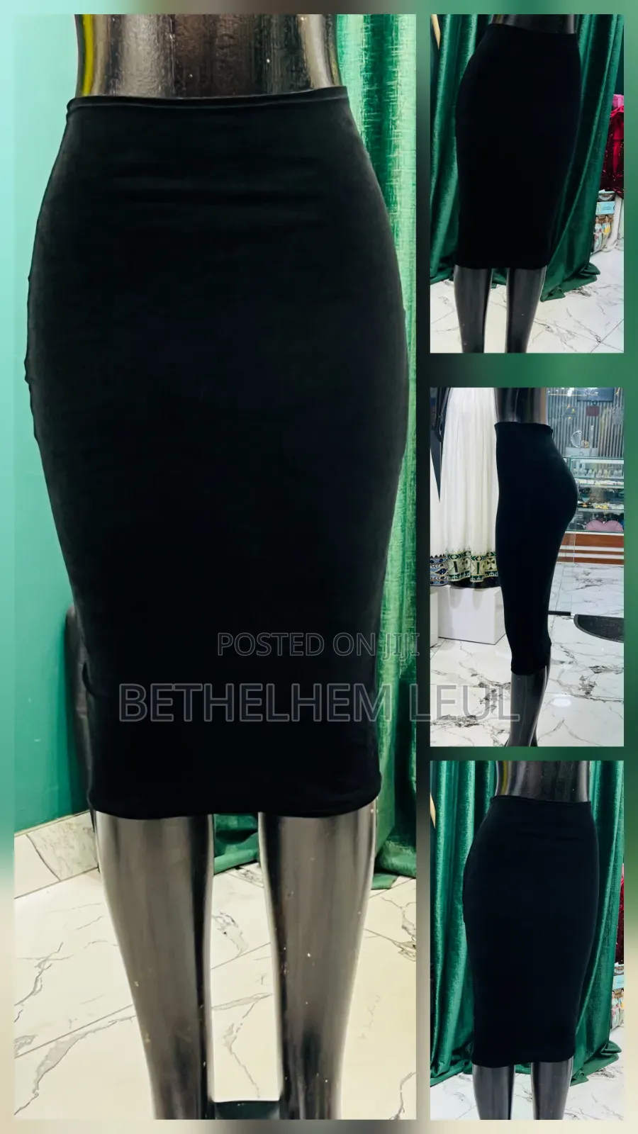 Black Bodycon Midi Skirt