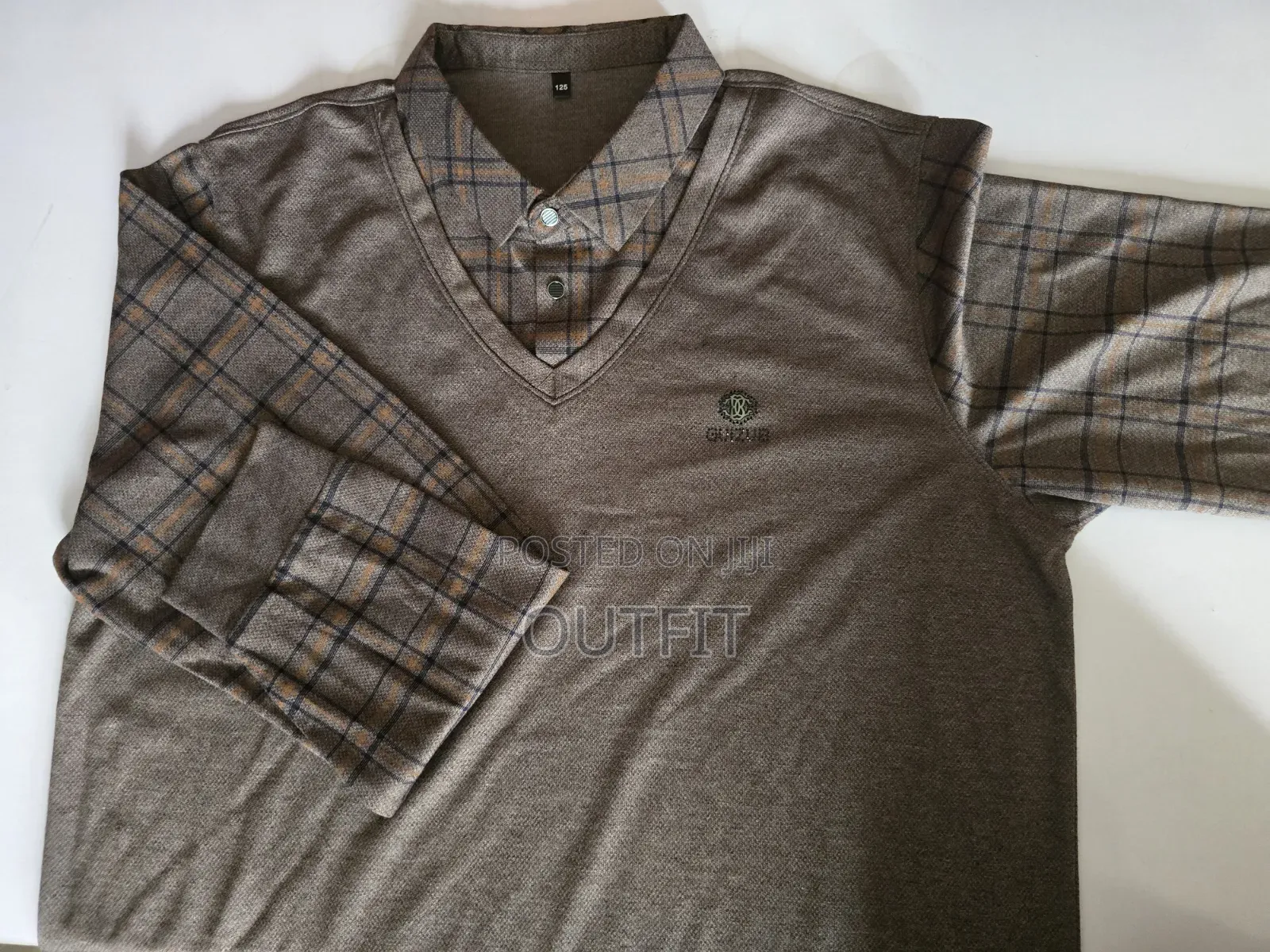 Plaid Collared Two in One Pullover Top