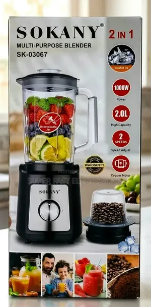 SOKANY Blender & Grinder 2-in-1 Multi-Purpose – 1000W, 2.0L