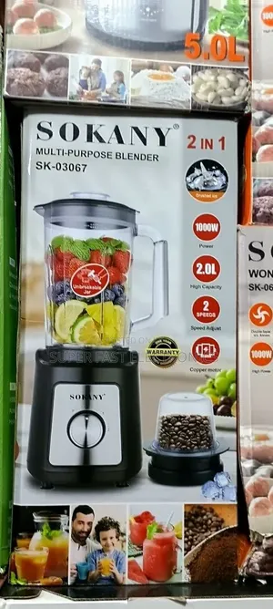 SOKANY Blender & Grinder 2-in-1 Multi-Purpose – 1000W, 2.0L