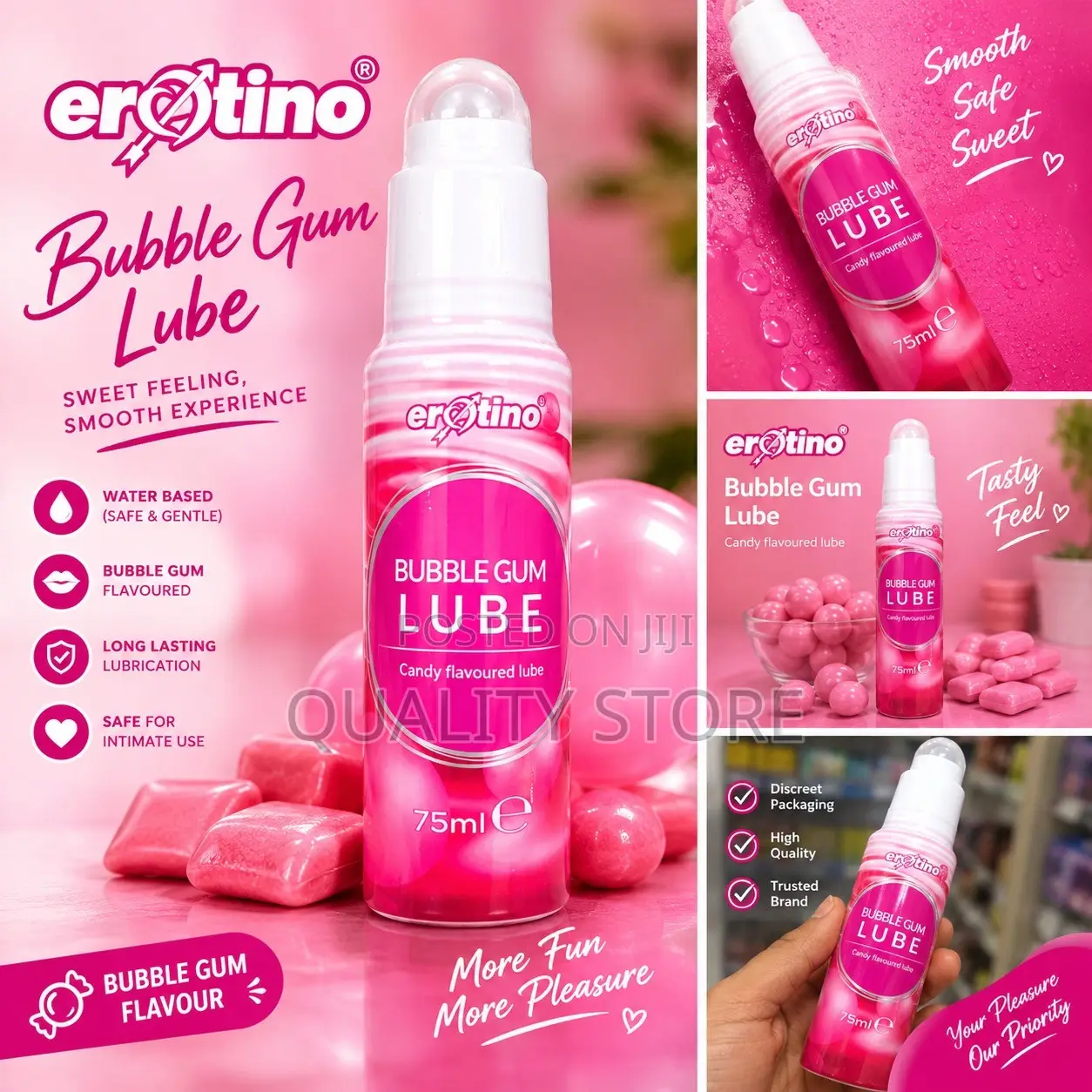 Erotimo Bubble Gum Flavoured Lubricant Strawberry and Candy Flavor