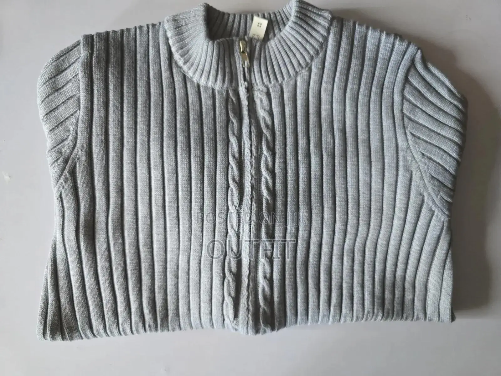 Ribbed Zip Up Knit Sweater