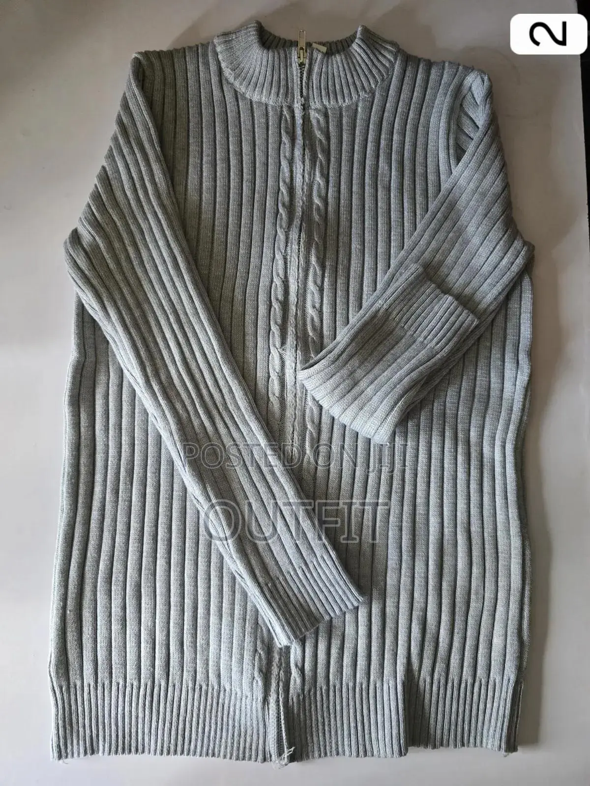 Ribbed Zip Up Knit Sweater