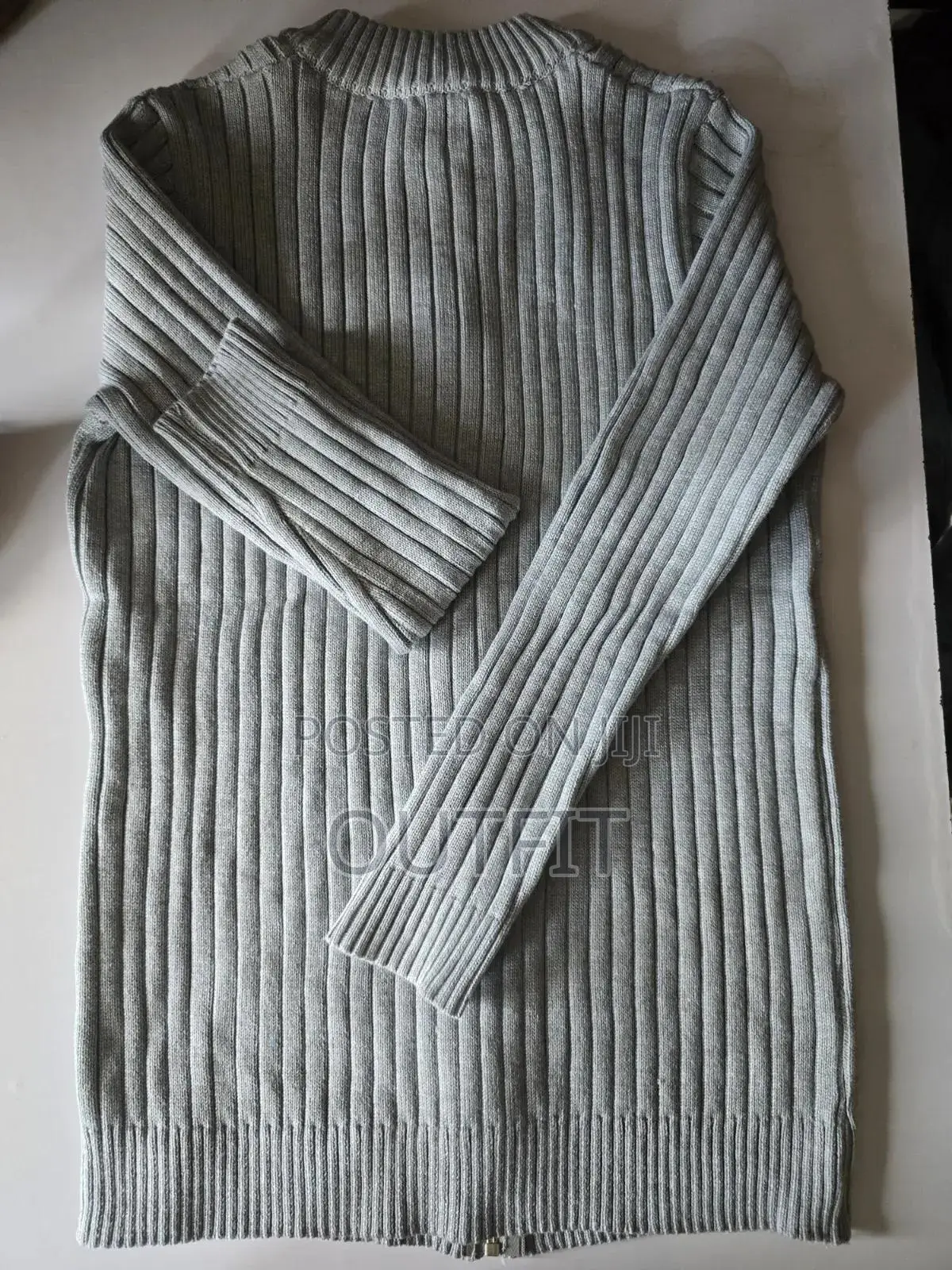 Ribbed Zip Up Knit Sweater