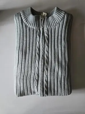 Ribbed Zip Up Knit Sweater