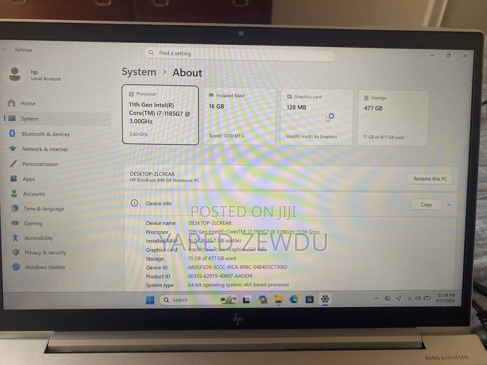 Laptop HP EliteBook 840 16GB Intel Core i7 SSD 500GB