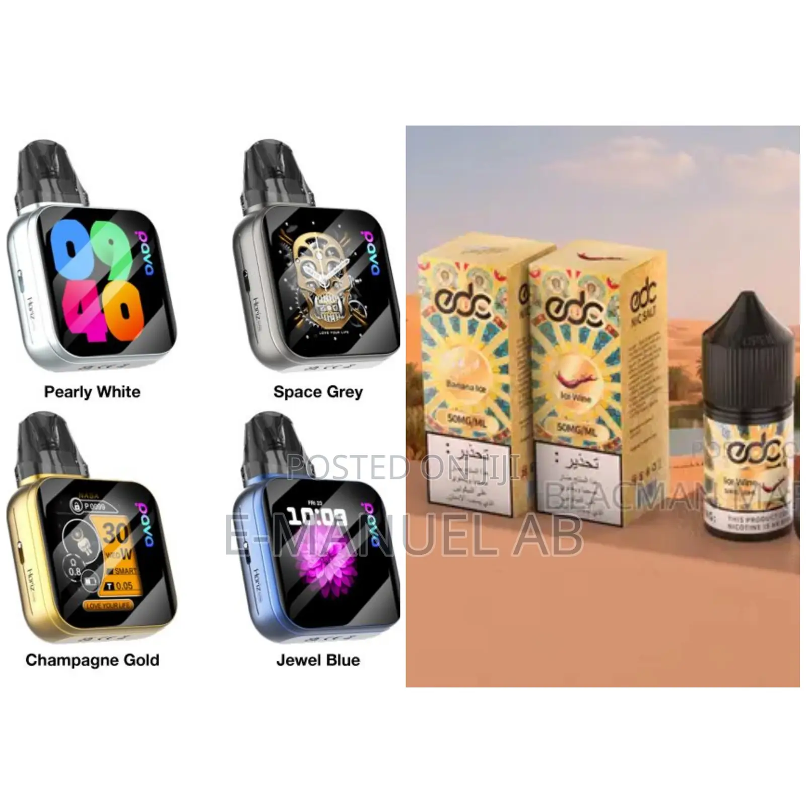 Pava Smart Touch Screen Refillable Vape and Edc Oil 30ml/50mg