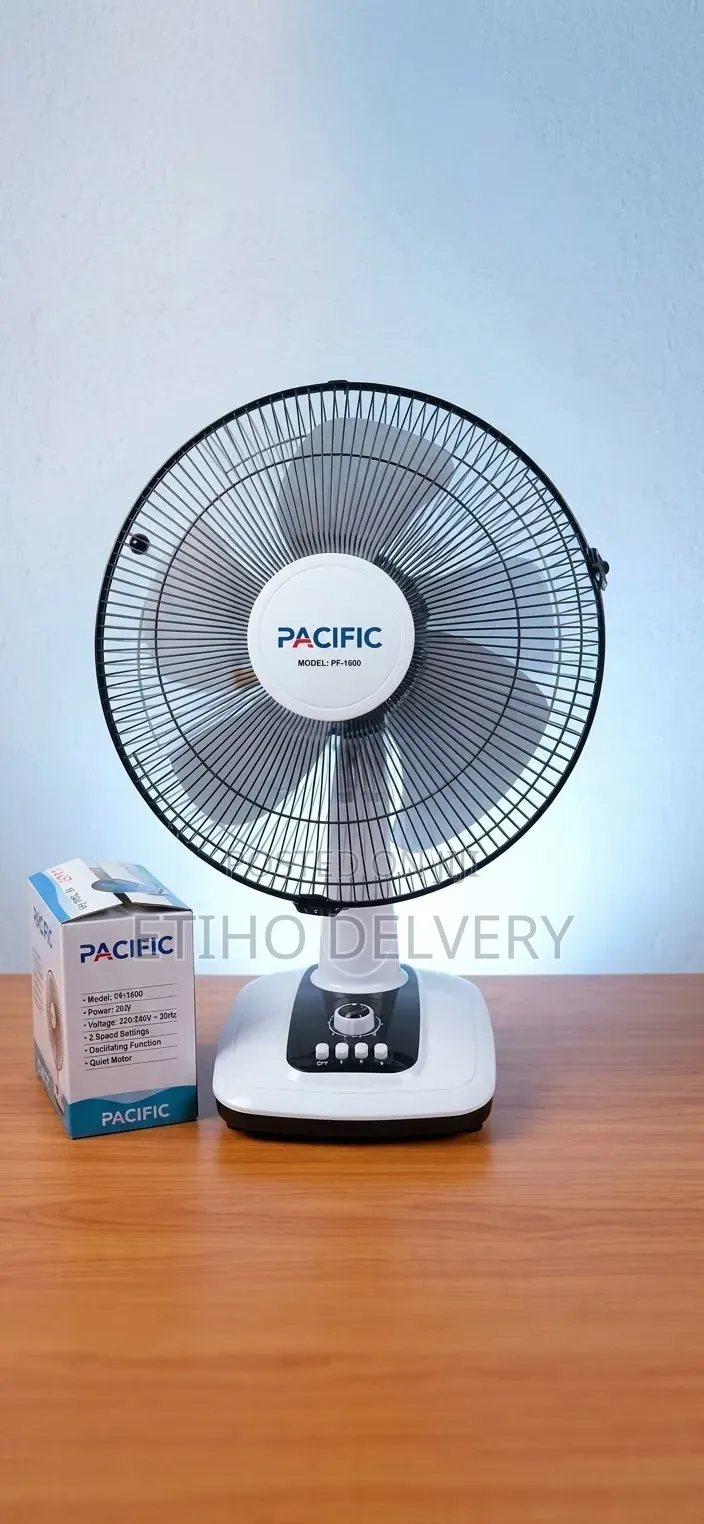 The Selected Item Is a Pacific 16-Inch Table Fan (5-Speed Control Mode