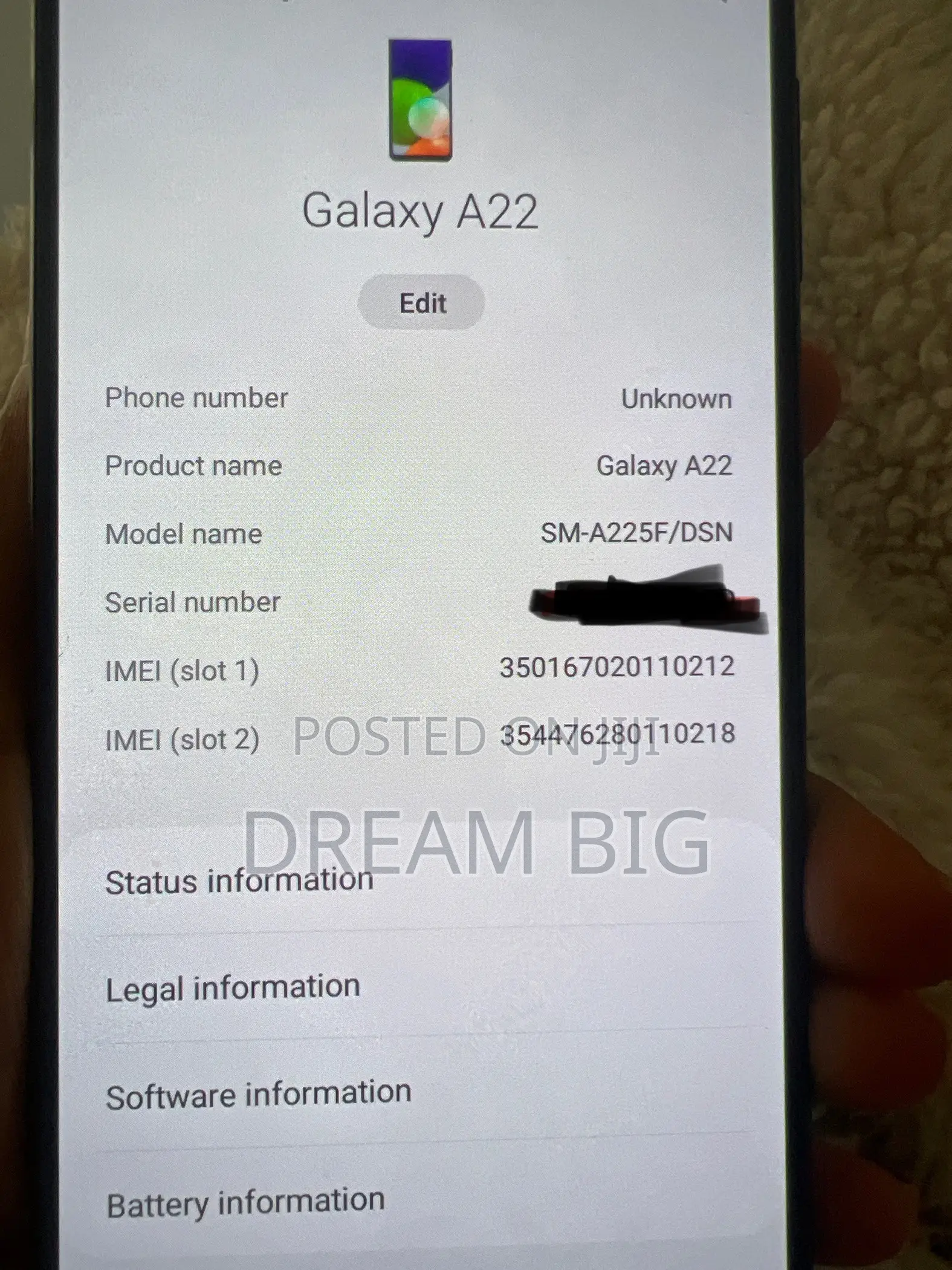 Samsung Galaxy A22 64 GB Black
