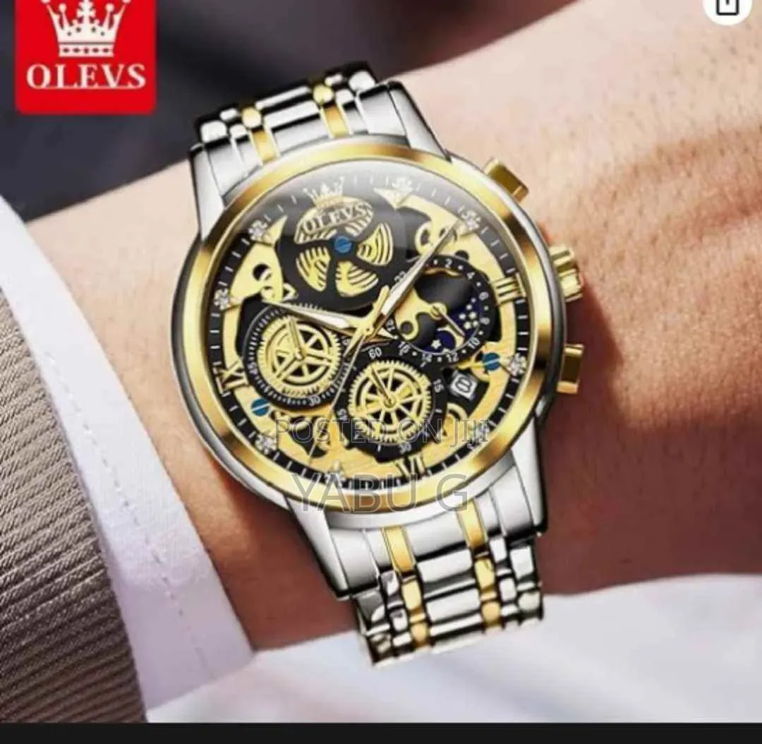 Olevs Men's Chronograph Watch, Featuring a Two-Tone Silver