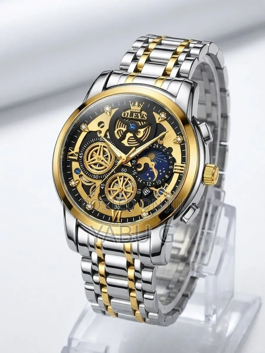 OLEVS Men's Wrist Watch Diamond Chronograph Dress Moon Phase