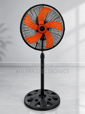 18-Inch Standing Floor Fan With a Black Metal/Plastic Frame,