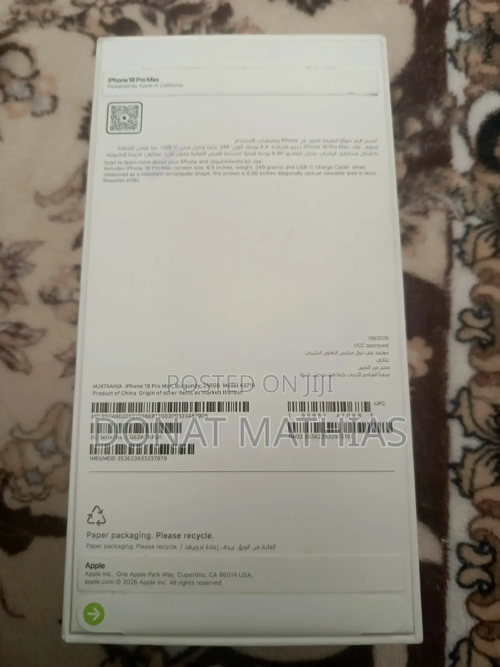 New Apple iPhone 18 Pro Max 256 GB Black
