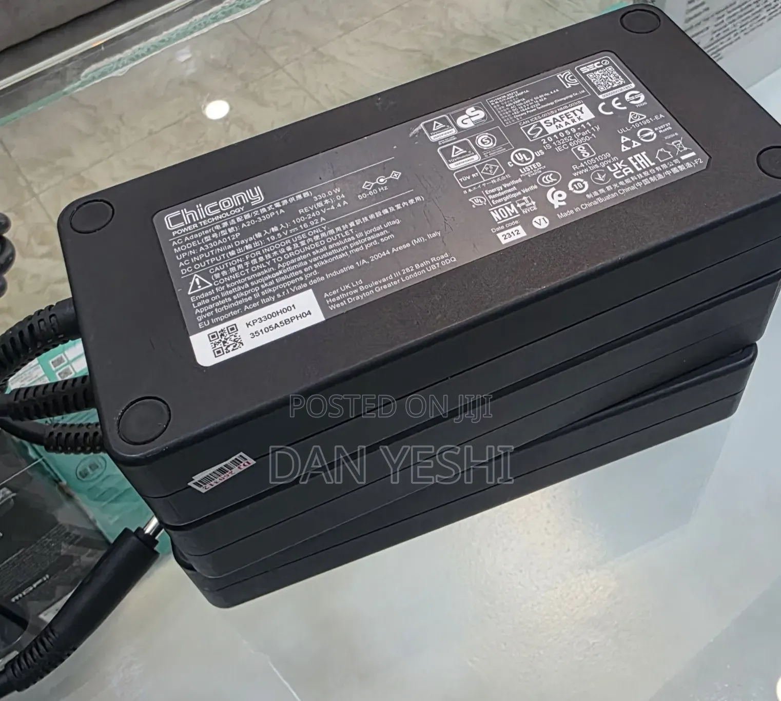 Acer Charger 
330 Wattage 
Original Acer Charger