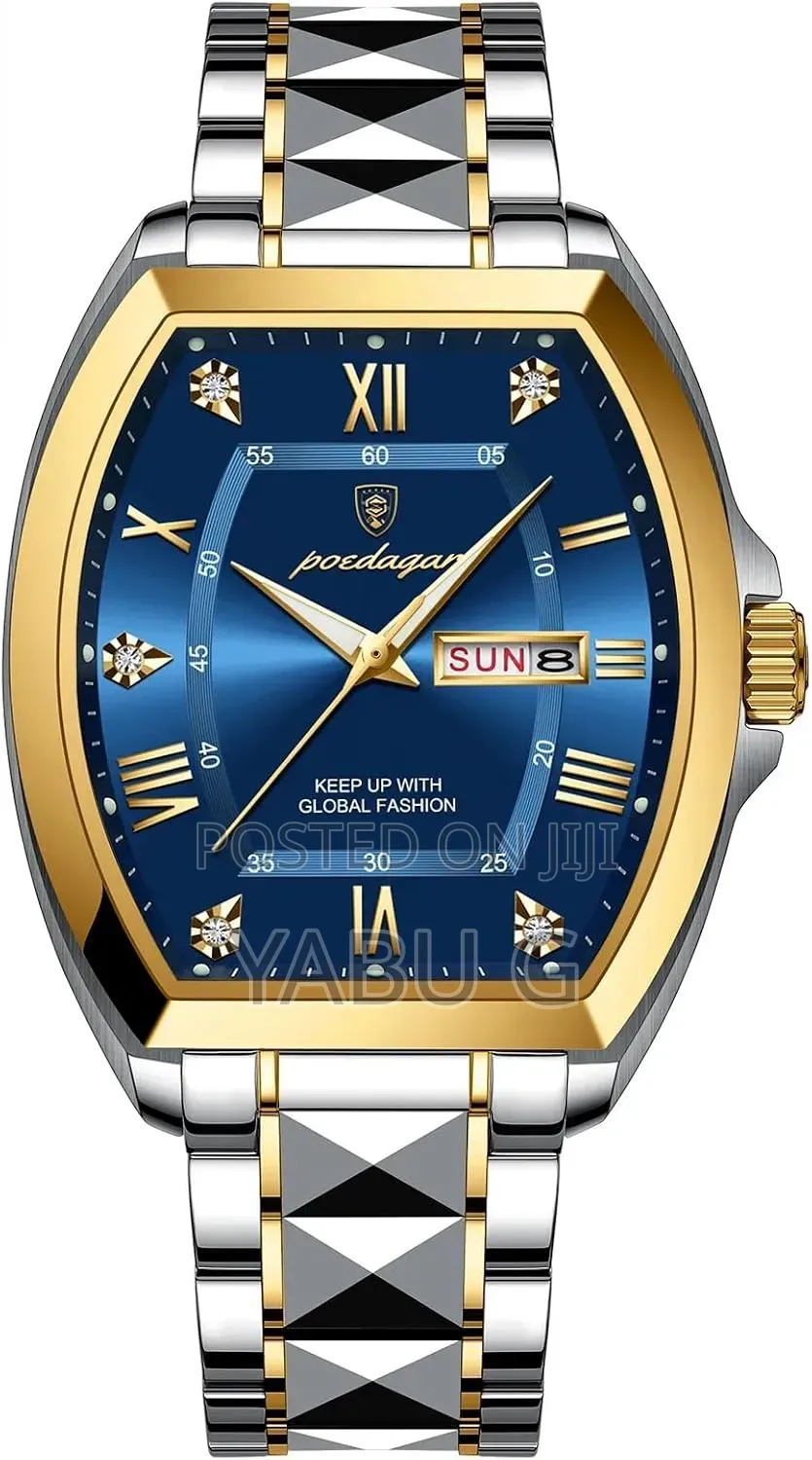 POEDAGAR Casual Men's Stainless Steel Date Waterproof