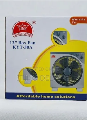 The Image Shows the Box for a Changli Crown 12" Box Fan (Model KYT-3