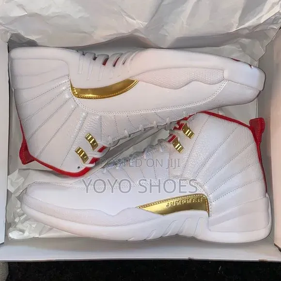 Air Jordan 12 Retro "FIBA "University Red/White Metallic Gold Shoes