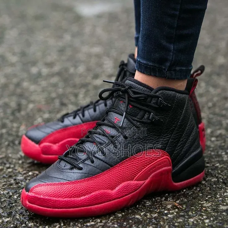 Air Jordan 12 Retro "Flu Game" Black/ Varsity Red"Unisex Fashion Shoe