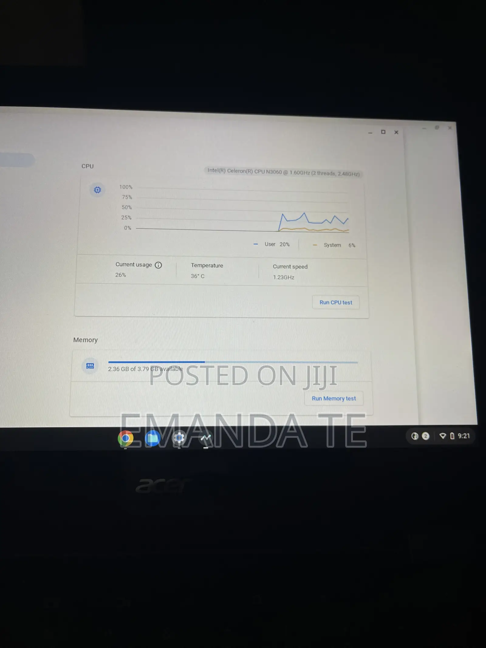 Laptop Acer Chromebook 11 2GB Intel Celeron SSD 16 GB