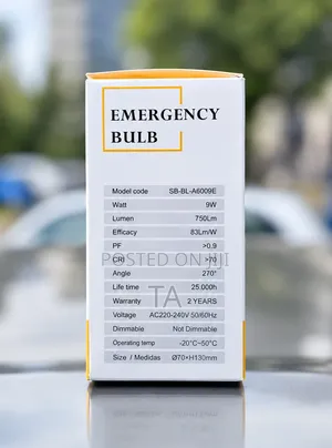 Saba 9w Emergency Led Bulb ቻርጅ የሚደረግ አምፖል