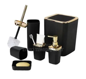 6 Piece Bathroom Set With Golden Lids