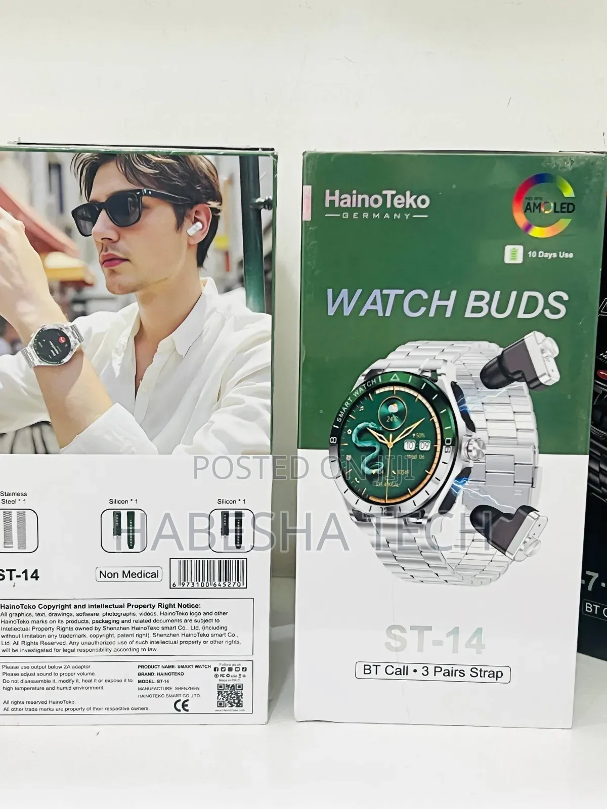 HainoTeko ST-14 AMOLED Watch – Airpod Sync Pack