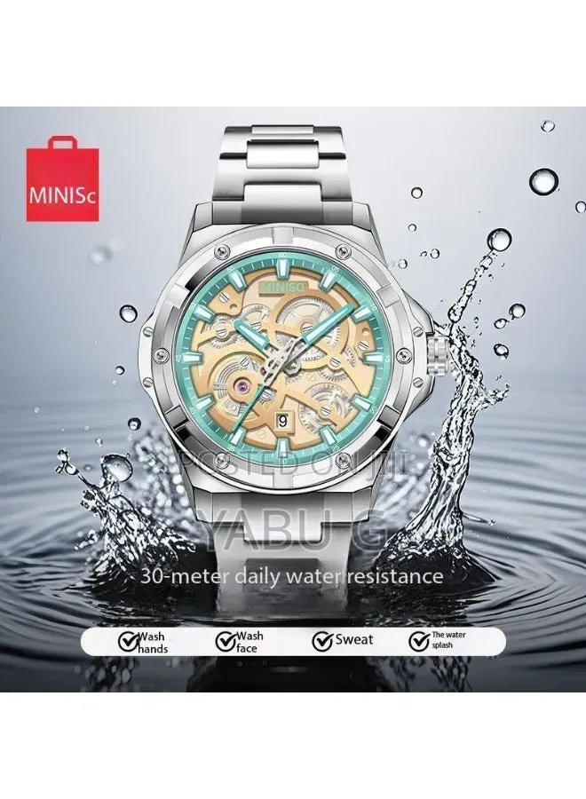 BEXEI Skeleton Dial Men's Wristwatch Featuring a Visible Gear