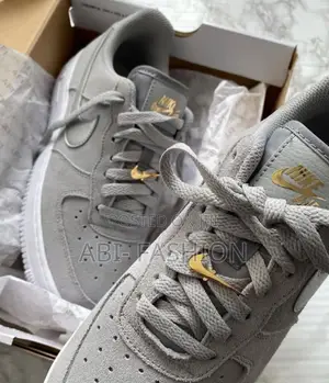 Nike Air Force 1 Low Grey Suede Silver and Gold Sneakers New Arrival