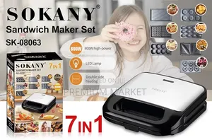 Waffle Maker 7-in-1 Sandwich Maker Set 7 በ 1 ሶካኒ የዋፍል እና ሳንዱች መስሪያ